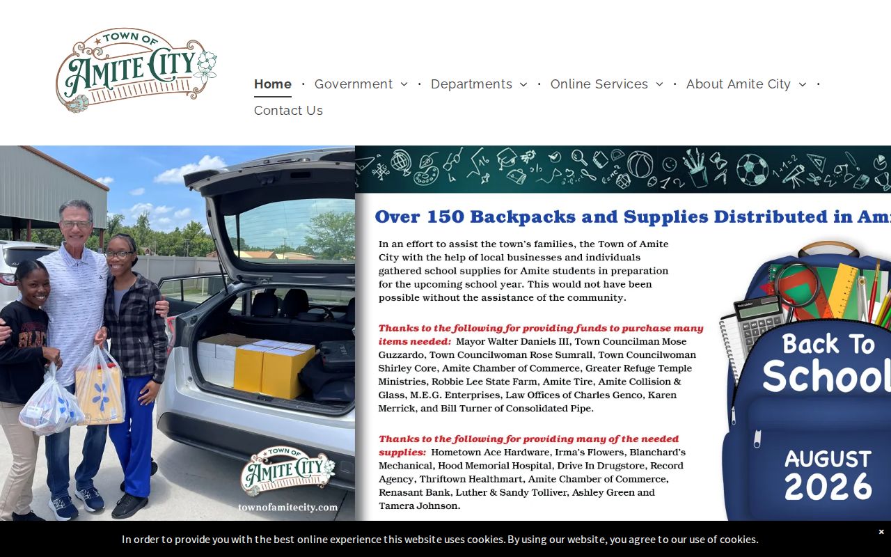 Amite City court docket official city home page with Pay Traffic Ticket entry