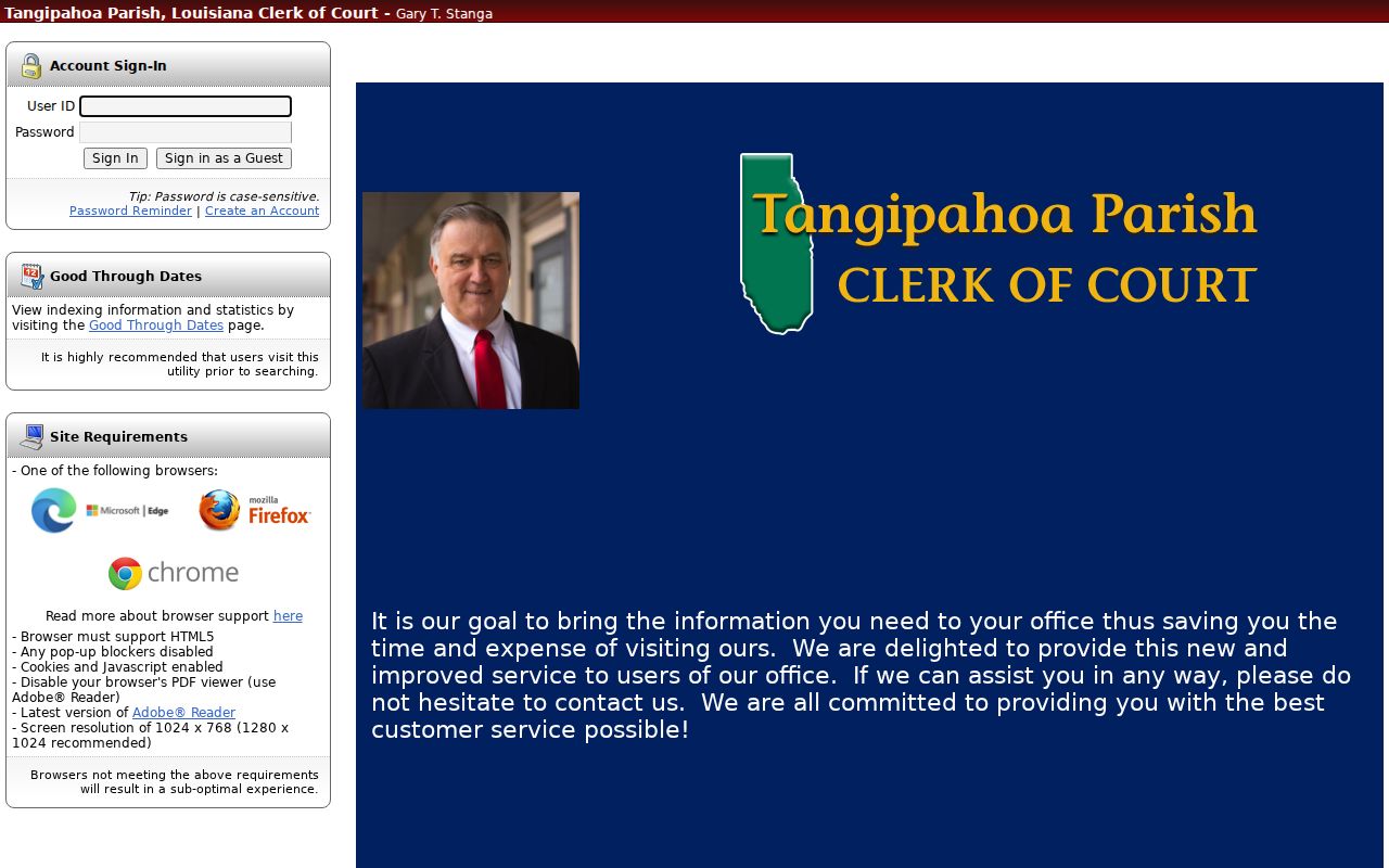 Tangipahoa Parish property eSearch login for land and mortgage records