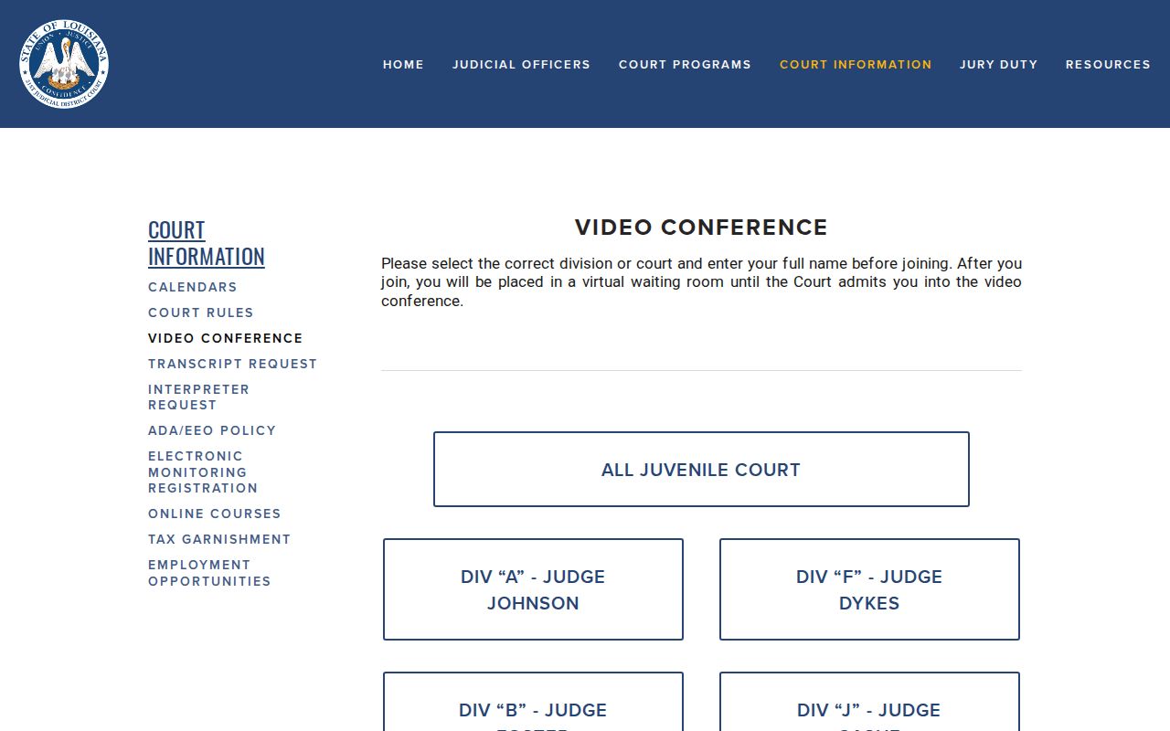 Independence court docket 21st Judicial District Court video-conference information
