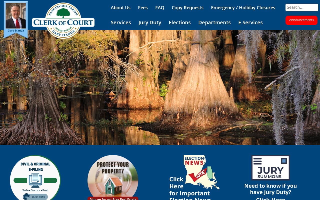 Tangipahoa Parish court docket Clerk of Court e-services and records homepage
