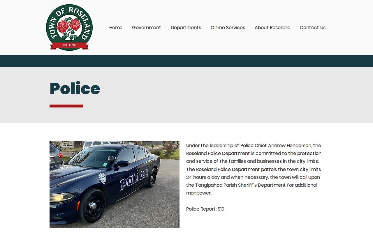 Town of Roseland police and municipal contact information